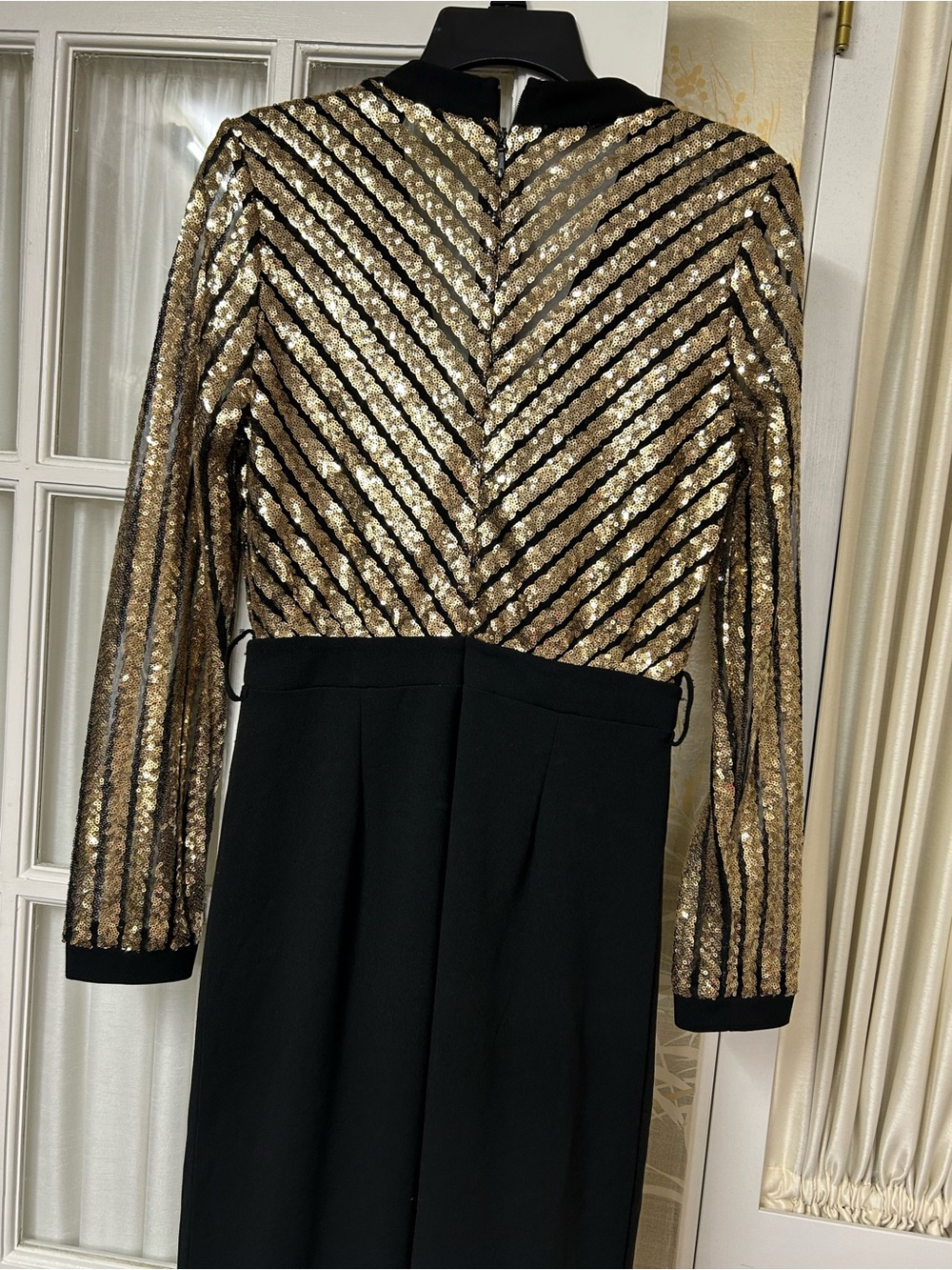 Fashion Nova Overlap Front Plunging V Sequin Jumpsuit - Picture 7 of 8